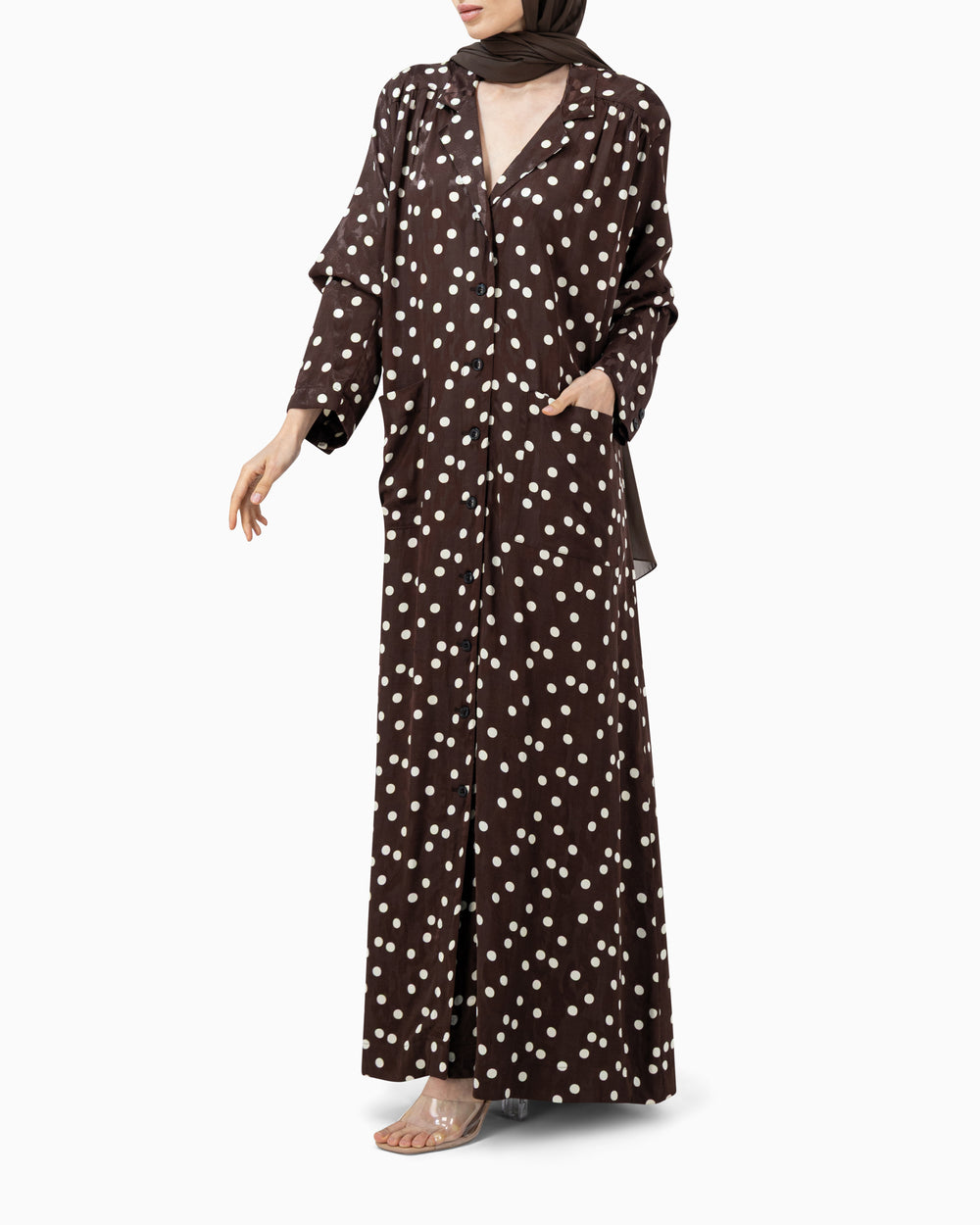 Brown Polka Dots Abaya