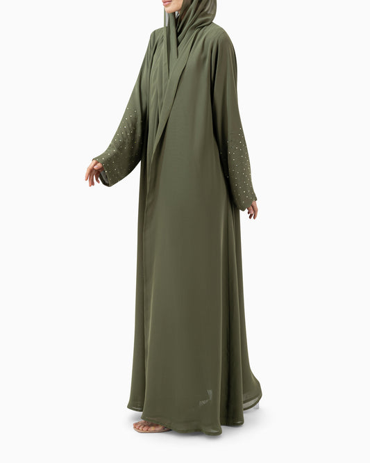 Abaya with Small Crystals | Green