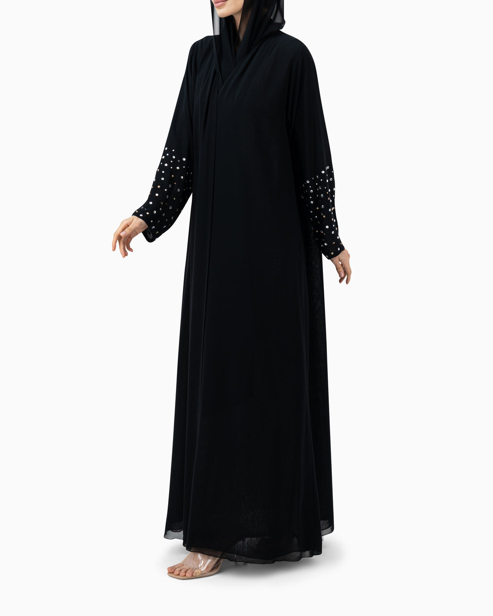 Abaya with Big Crystals | Black