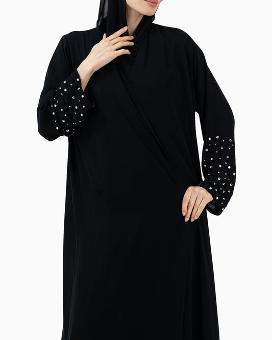 Abaya with Big Crystals | Black