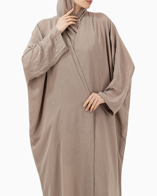 Abaya with Small Crystals | Grey