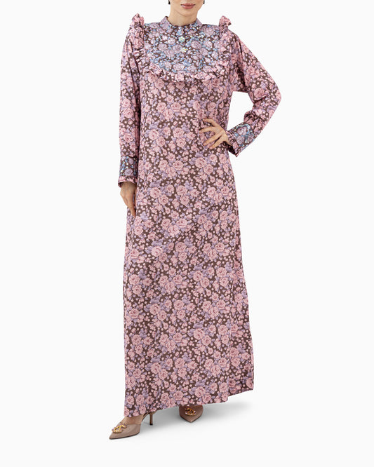 Kaftan | Brown with Pink