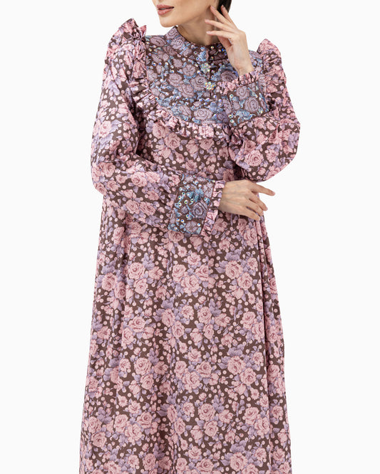 Kaftan | Brown with Pink