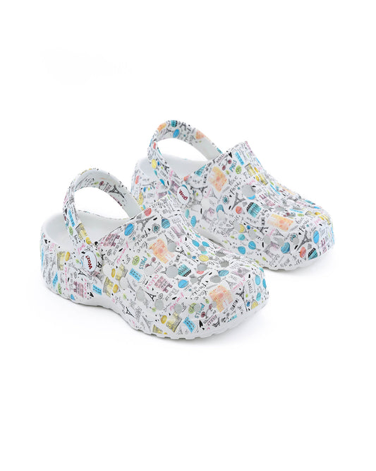 Model wears Paris Clogs