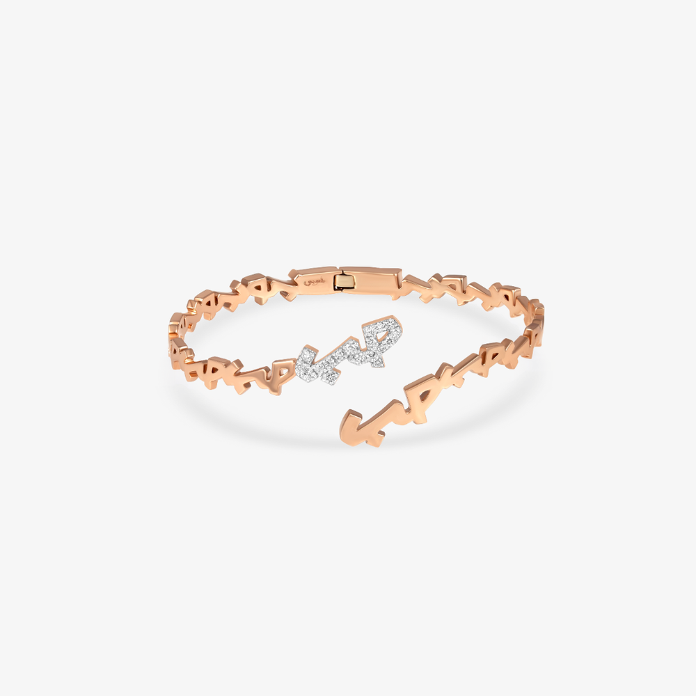 HOBB — 18K Gold & Diamond "Love" Multi-Word Cuff