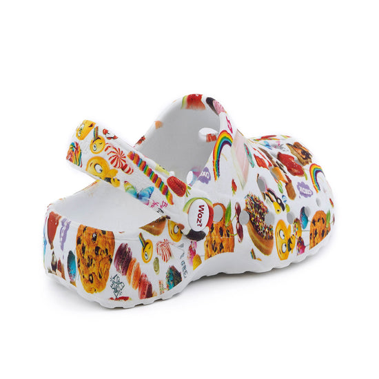 Model wears Sweet Candy Clogs