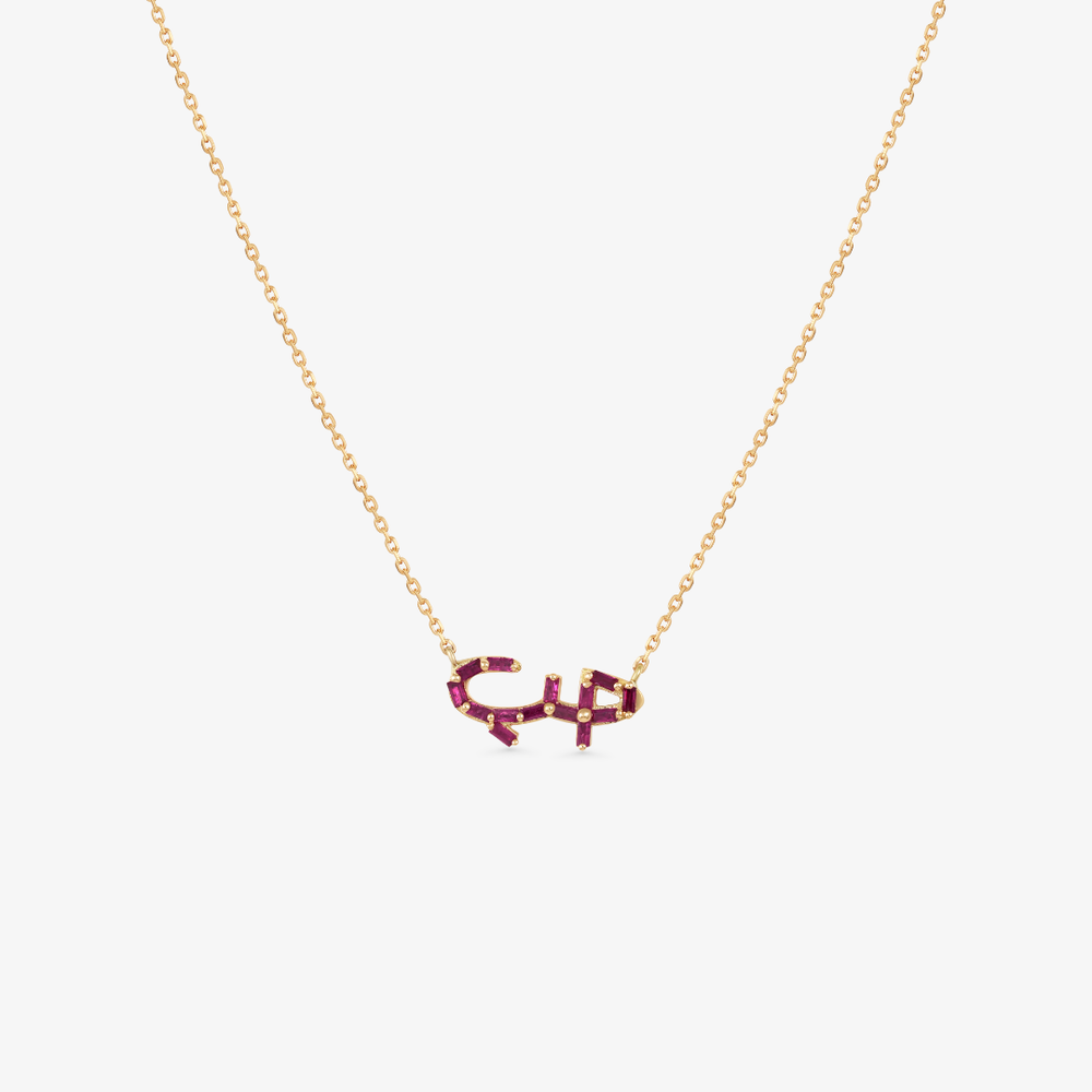 HOBB - 18K Precious Stone "Love" Necklace