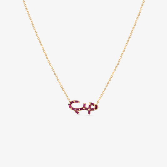HOBB - 18K Precious Stone "Love" Necklace