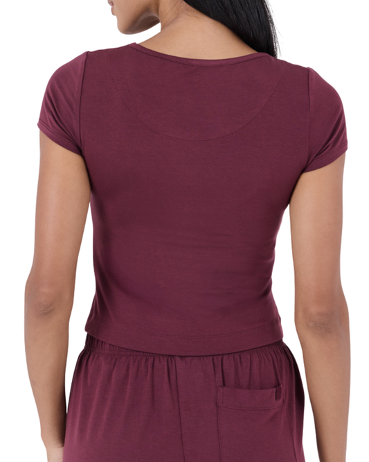 Women Sleep Tee Dark Burgundy