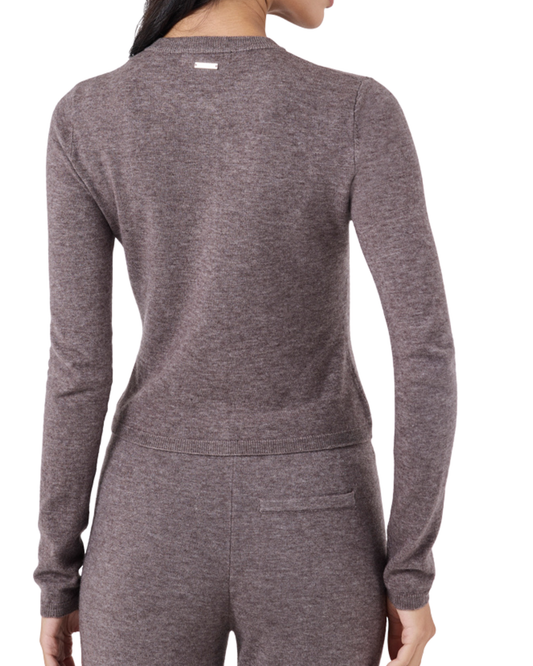 Women Merino Wool Button Cardigan Taupe Marl