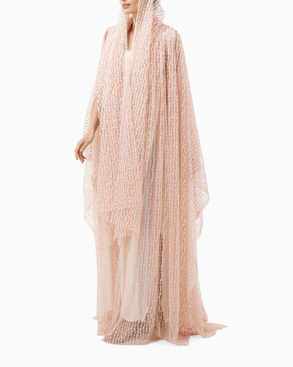 Peach Floral Wedding Abaya