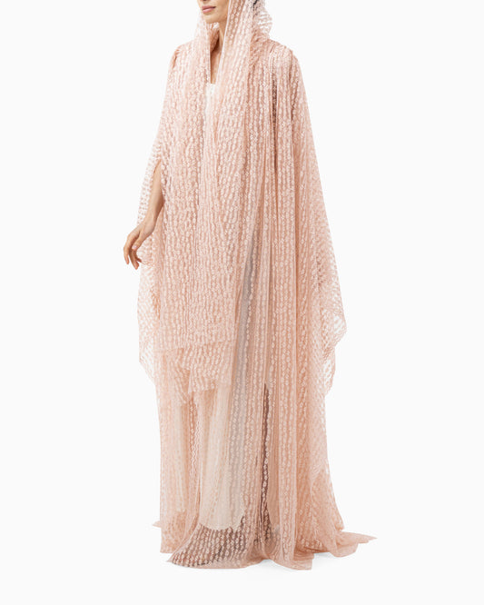 Peach Floral Wedding Abaya