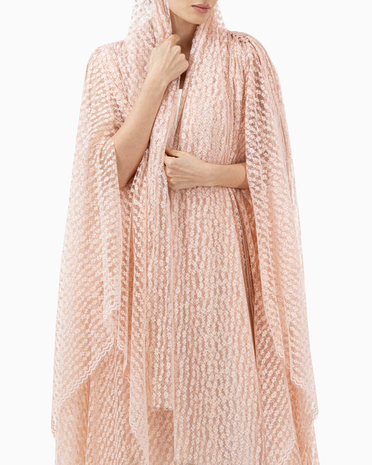 Peach Floral Wedding Abaya