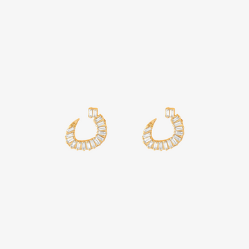 OULA - 18K Gold & Baguette Diamond Letter Earrings