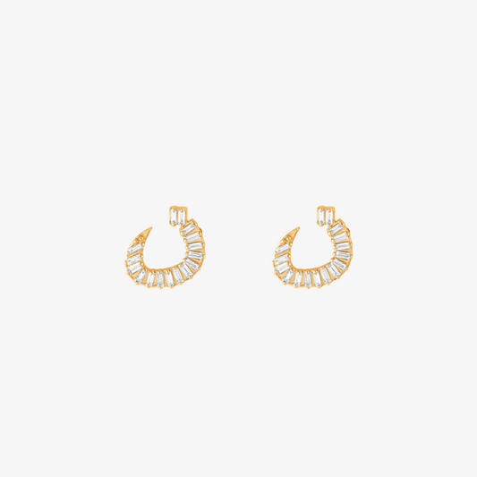 OULA - 18K Gold & Baguette Diamond Letter Earrings