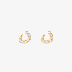 OULA - 18K Gold & Baguette Diamond Letter Earrings