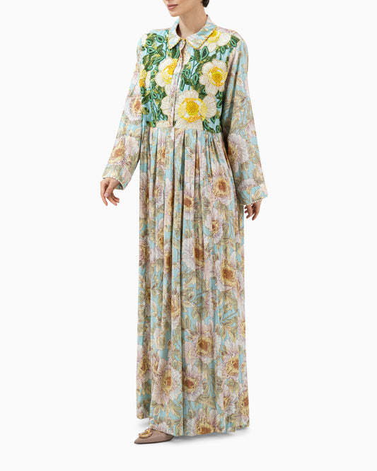 Kaftan | Light Blue Pleated