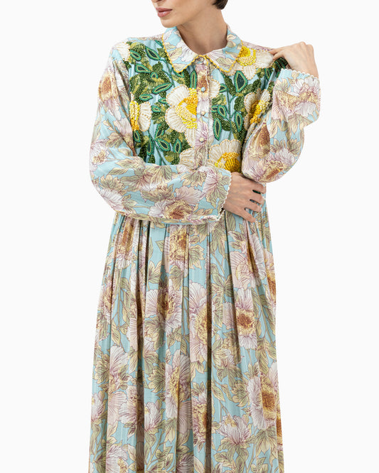 Kaftan | Light Blue Pleated