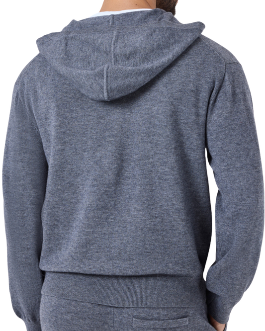 Mens Merino Wool Hoodie Grey Marl