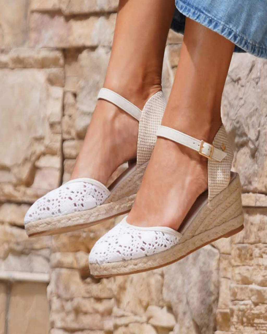 Model wears Kelly White Espadrille