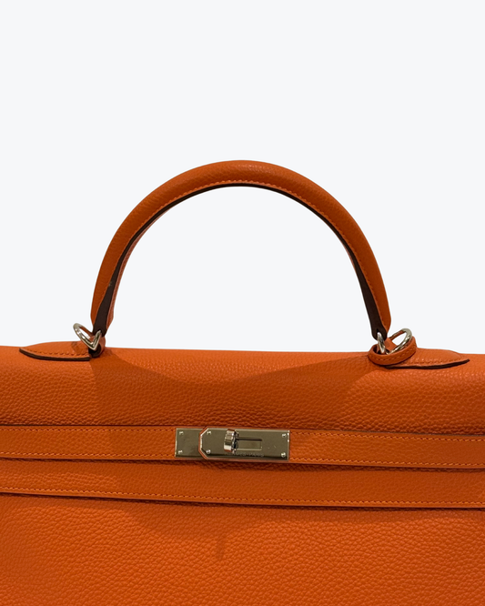Kelly 35 in Orange Togo Leather with Gold Hardware
