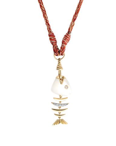 Bedouin Fishbone Necklace Red