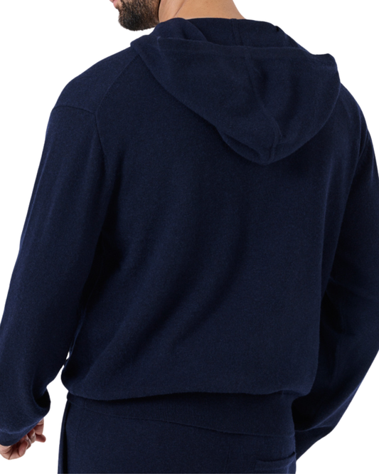 Mens Merino Wool Hoodie Navy