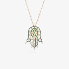 YA EIN - 18K Gold, Diamond & Precious Stone Pendant (ALKAFF) - Large