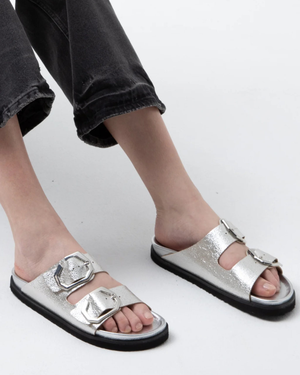 Model wears Galia Vegan Silver