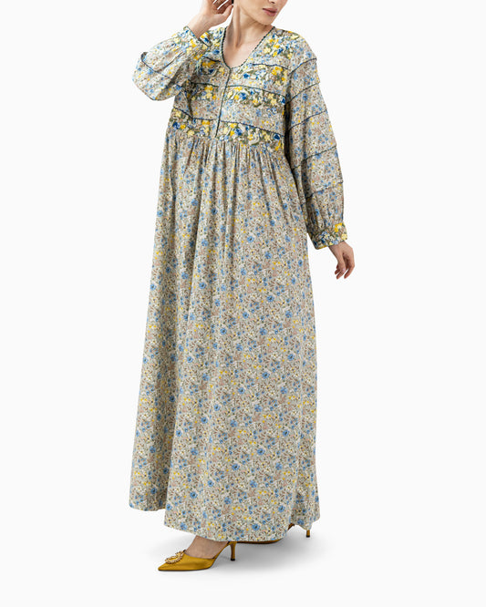 Kaftan | Light Blue and Yellow