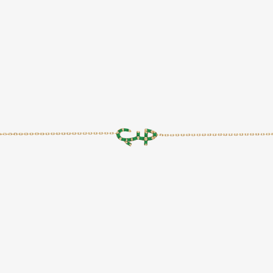 HOBB — 18K Gold & Emerald “Love” Bracelet
