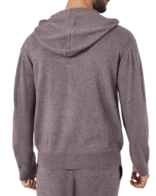 Mens Merino Wool Hoodie Taupe Marl