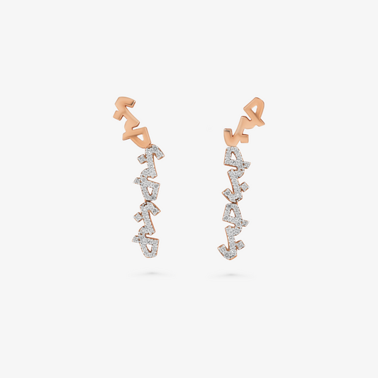 HOBB - 18K Gold & Diamond "Love" Earrings