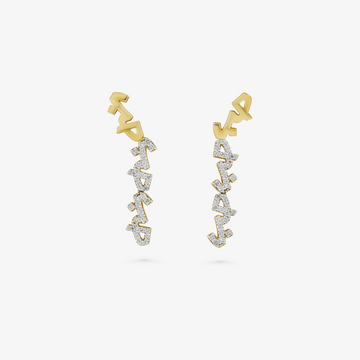 HOBB - 18K Gold & Diamond "Love" Earrings