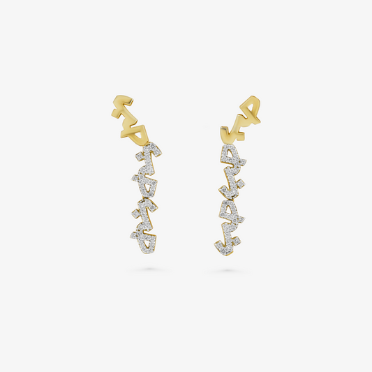 HOBB - 18K Gold & Diamond "Love" Earrings