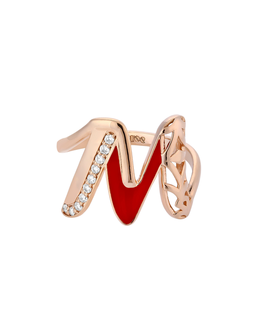 Retro Diamond Ring Letter M