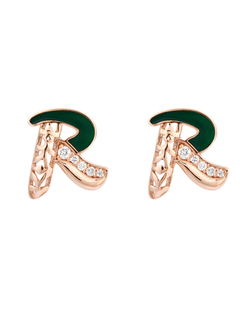 Retro Diamond Stud Earring Letter R