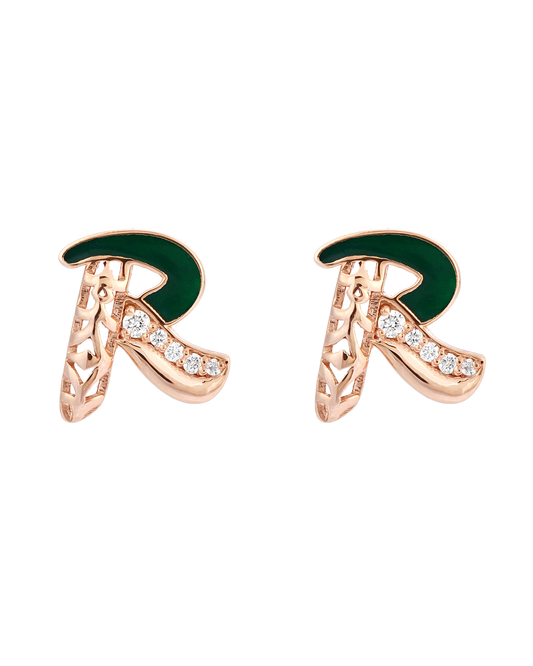 Retro Diamond Stud Earring Letter R