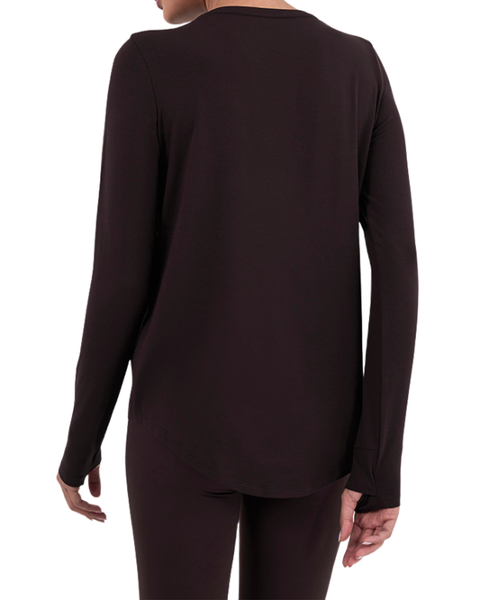 Relaxed Long Sleeve Top Dark Cocoa