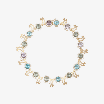 TAIM - 18K Gold, Blue Topaz, Amethyst & Peridot "Love" Choker