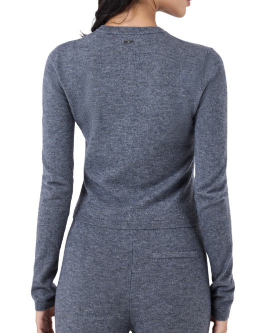 Women Merino Wool Button Cardigan Grey Marl