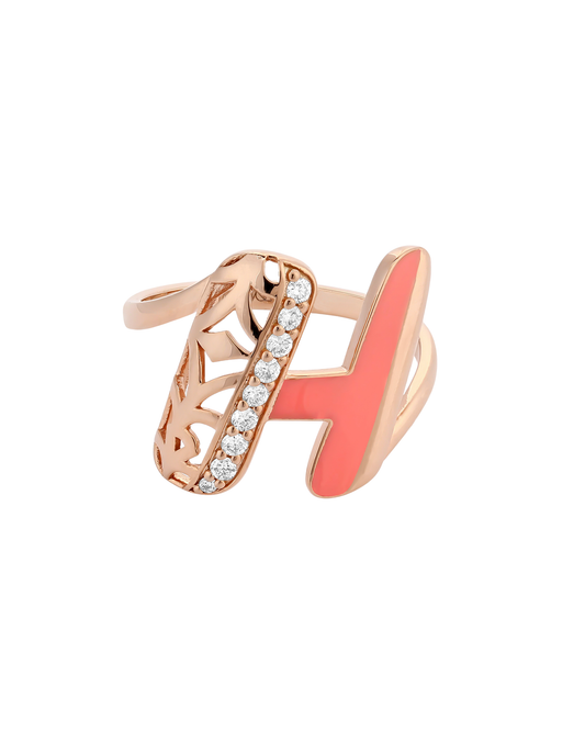 Retro Diamond Ring Letter H