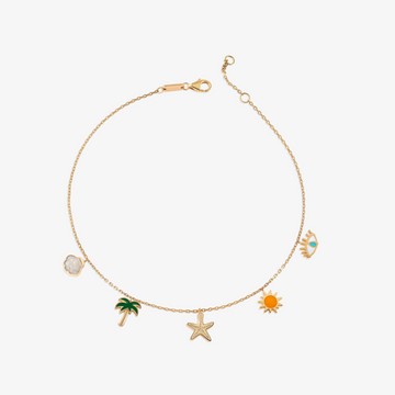 YA EIN - 18K Gold & Enamel Summer Charms Anklet