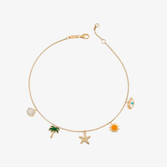 YA EIN - 18K Gold & Enamel Summer Charms Anklet
