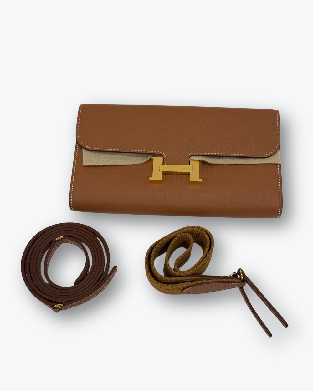 Brand New Constance To Go Wallet Bag in Brown Epsom Calfskin