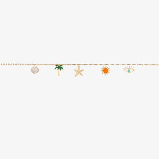 YA EIN - 18K Gold & Enamel Summer Charms Anklet