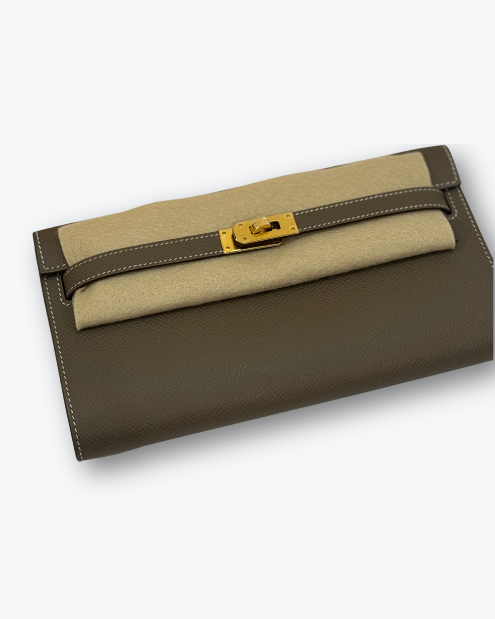 Brand New Kelly Wallet Bag To Go Étoupe Epsom