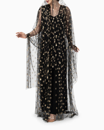 Wedding Abaya | Black Flower
