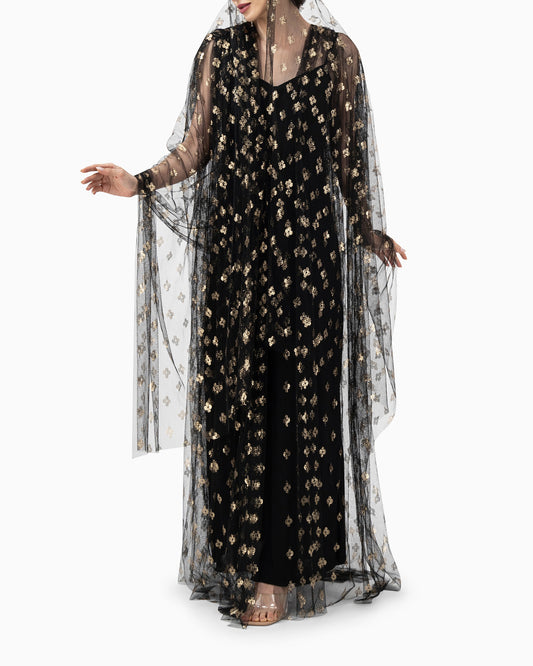 Wedding Abaya | Black Flower