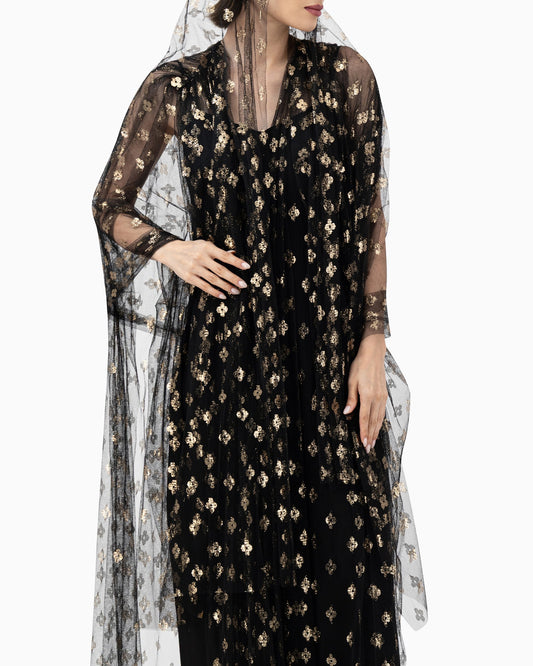 Wedding Abaya | Black Flower
